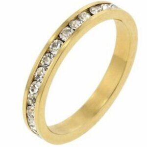 Cubic Zirconia Eternity Ring Size 10 11 12 Gold Plated Band Stackable Mens Women